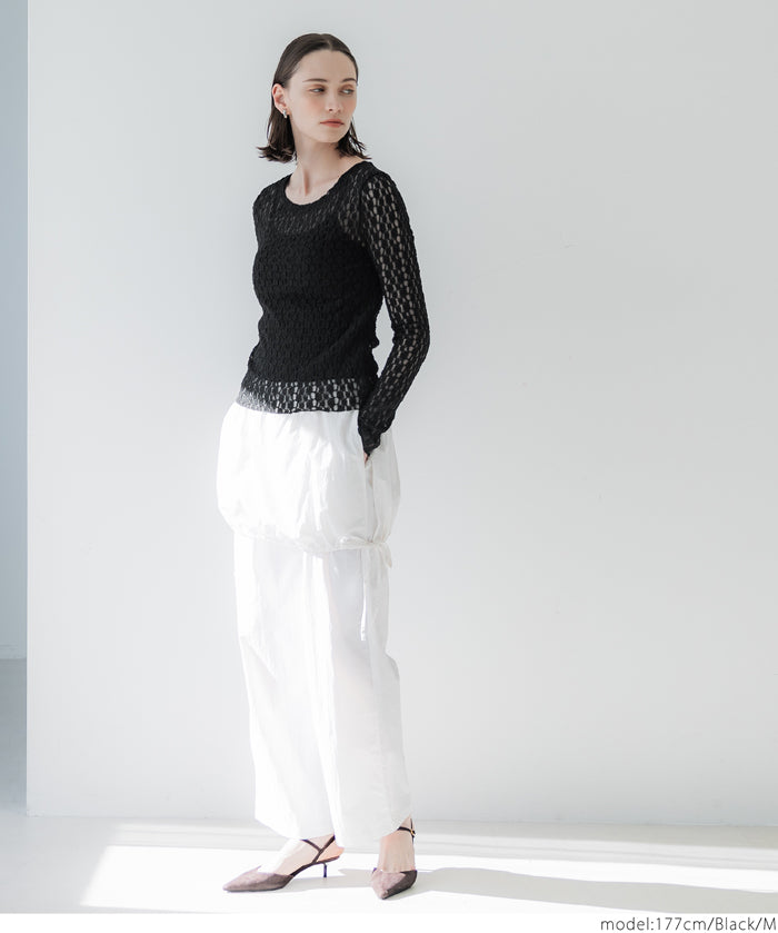 Japanese style lace see-through inner top