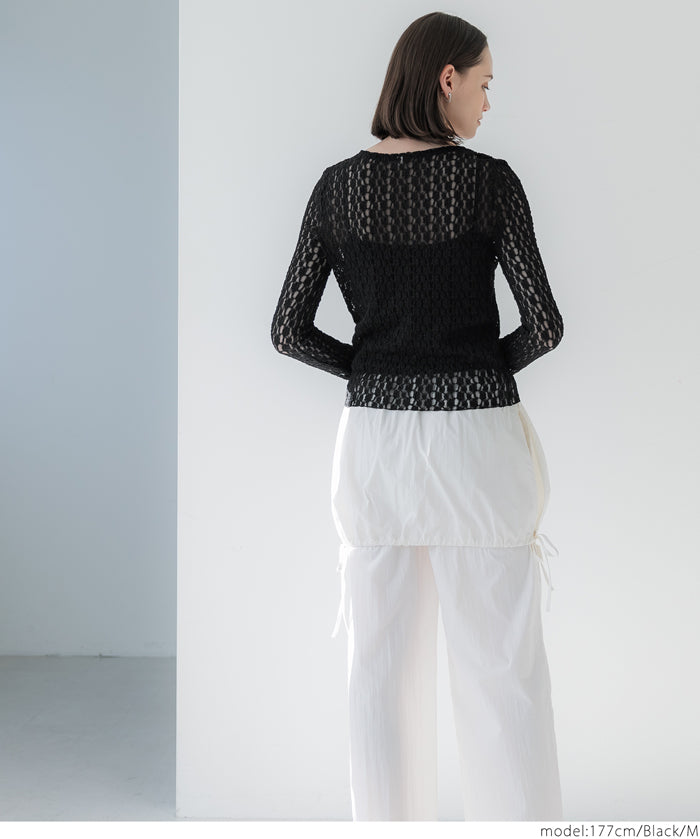 Japanese style lace see-through inner top