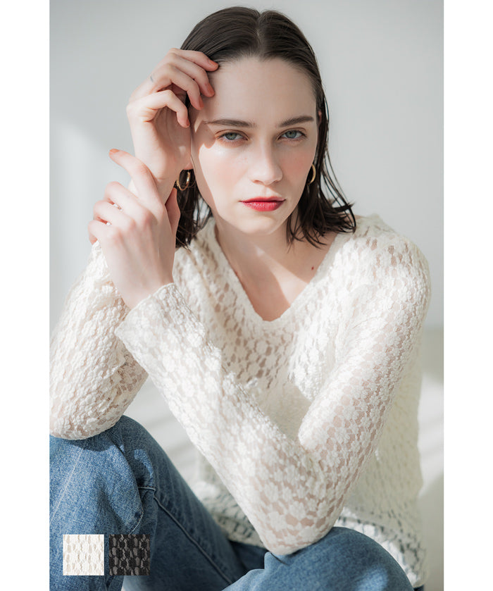 Japanese style lace see-through inner top