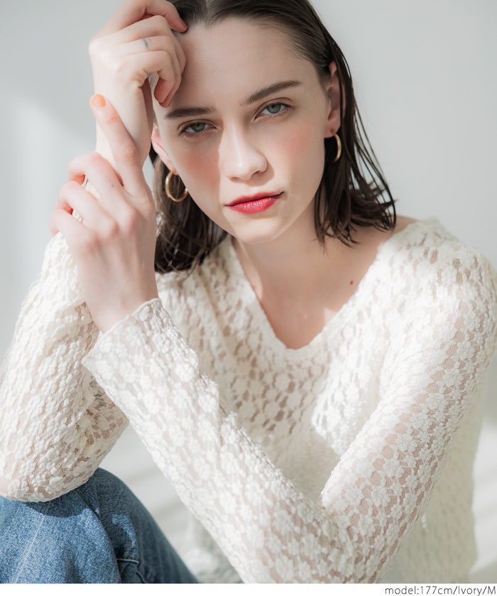 Japanese style lace see-through inner top