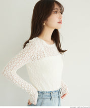 Japanese style lace see-through inner top