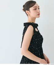Willow Texture Japanese Slim Bow Dress