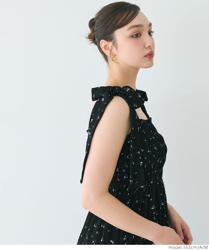 Willow Texture Japanese Slim Bow Dress