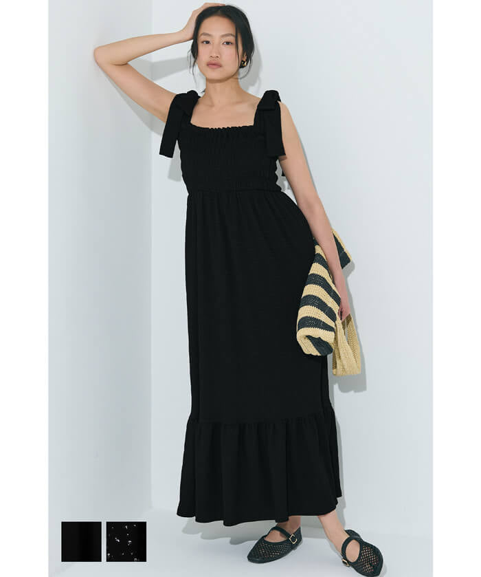 Willow Texture Japanese Slim Bow Dress