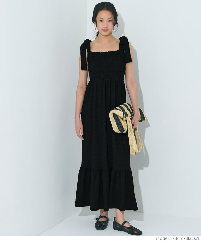 Willow Texture Japanese Slim Bow Dress