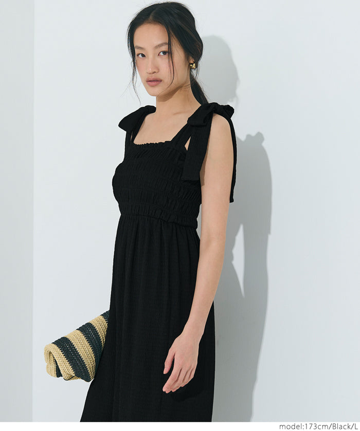 Willow Texture Japanese Slim Bow Dress