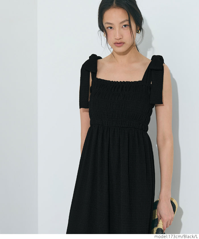 Willow Texture Japanese Slim Bow Dress