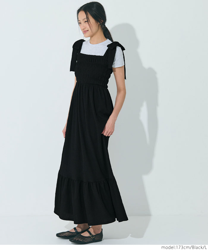 Willow Texture Japanese Slim Bow Dress