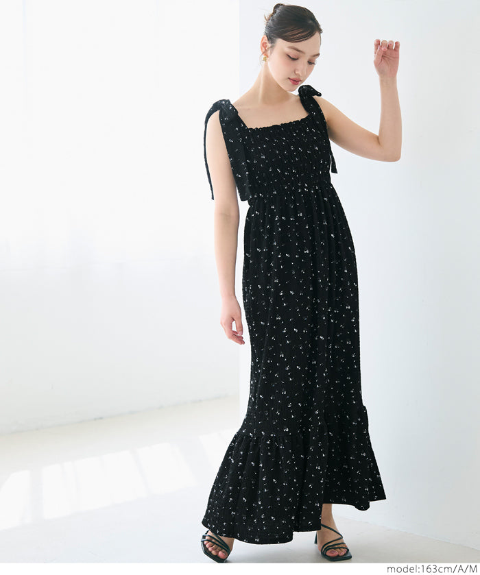 Willow Texture Japanese Slim Bow Dress