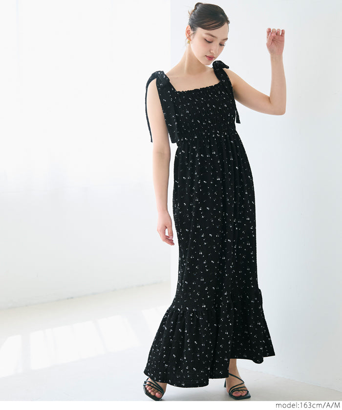 Willow Texture Japanese Slim Bow Dress