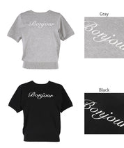 Elegant embroidered LOGO round neck short-sleeved sweater