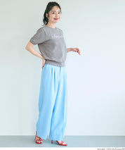 Elegant embroidered LOGO round neck short-sleeved sweater