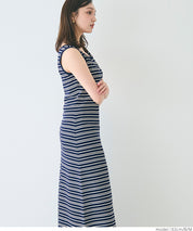 Slim-fit striped sleeveless knitted casual dress