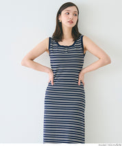 Slim-fit striped sleeveless knitted casual dress
