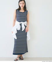 Slim-fit striped sleeveless knitted casual dress