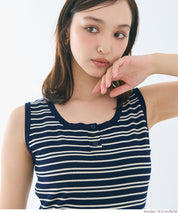 Slim-fit striped sleeveless knitted casual dress