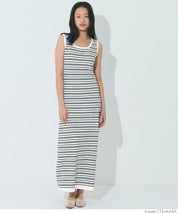 Slim-fit striped sleeveless knitted casual dress