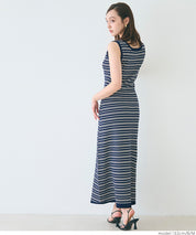 Slim-fit striped sleeveless knitted casual dress