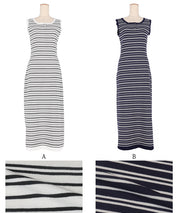 Slim-fit striped sleeveless knitted casual dress