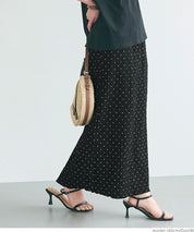 Elastic Willow Textured Straight Maxi Skirt