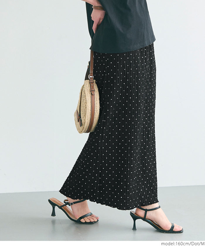Elastic Willow Textured Straight Maxi Skirt
