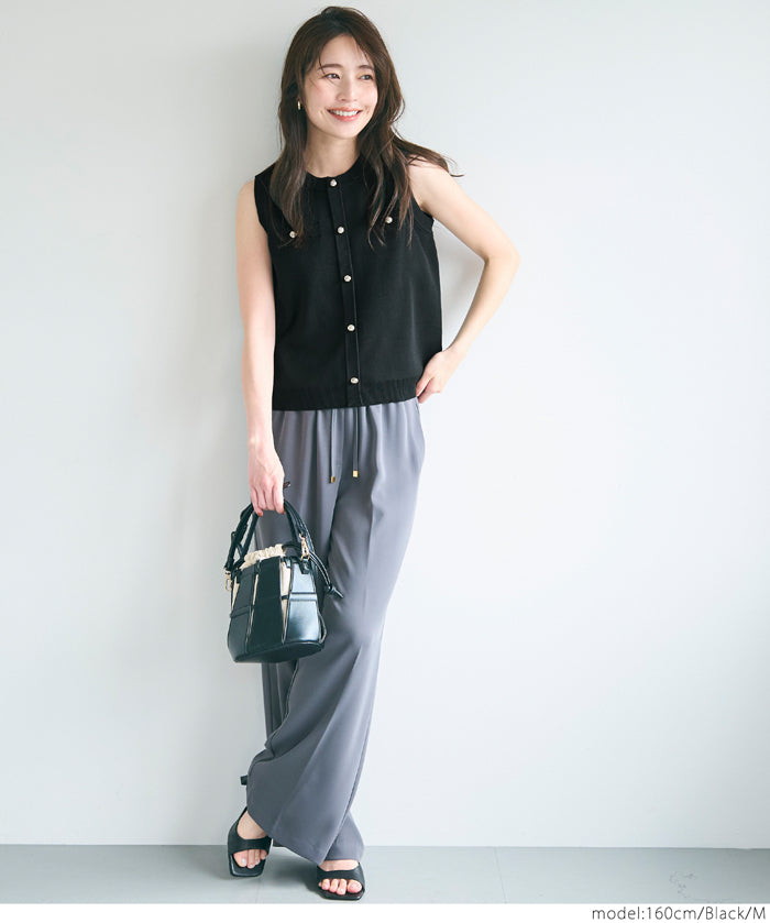 Chanel style gold button sleeveless knitted vest