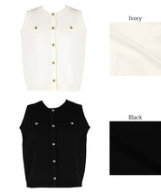 Chanel style gold button sleeveless knitted vest