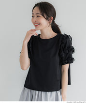 Temperament lotus leaf decoration short sleeve top