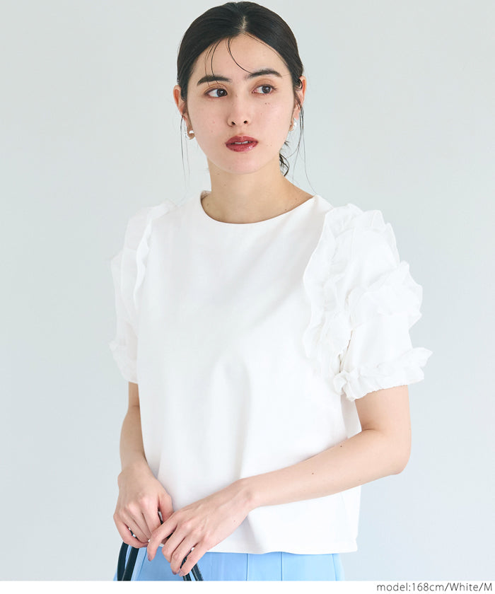 Temperament lotus leaf decoration short sleeve top