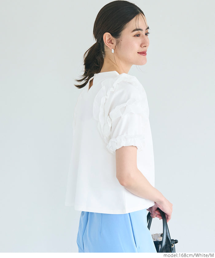 Temperament lotus leaf decoration short sleeve top