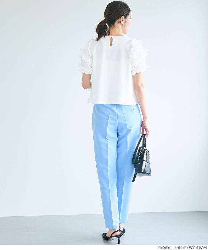 Temperament lotus leaf decoration short sleeve top