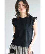 Temperament lace cuffs sleeveless shirt