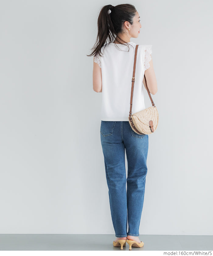 Temperament lace cuffs sleeveless shirt