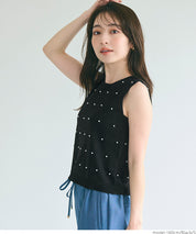 Temperamental commuting pearl knitted vest sweater