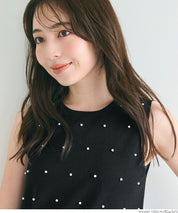 Temperamental commuting pearl knitted vest sweater