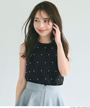 Temperamental commuting pearl knitted vest sweater