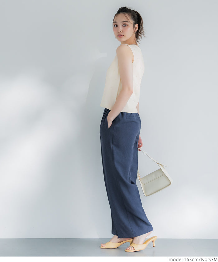 Temperamental commuting pearl knitted vest sweater