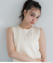 Temperamental commuting pearl knitted vest sweater