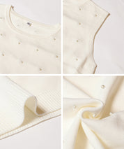 Temperamental commuting pearl knitted vest sweater