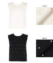 Temperamental commuting pearl knitted vest sweater