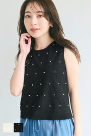 Temperamental commuting pearl knitted vest sweater