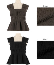 【Matchable】Textured Pleated Sleeveless Top with Ruffle Details