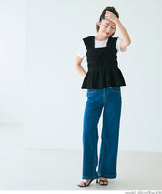 【Matchable】Textured Pleated Sleeveless Top with Ruffle Details