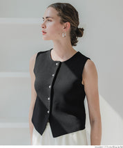 Simple Temperament Gold Button Knitted Vest