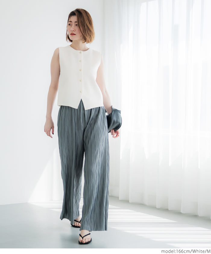 Simple Temperament Gold Button Knitted Vest