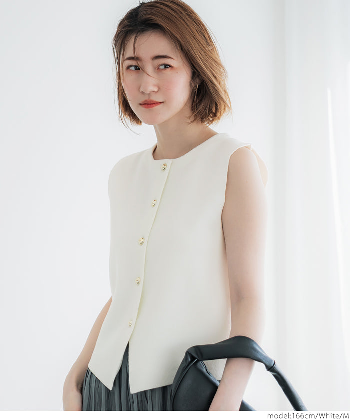 Simple Temperament Gold Button Knitted Vest