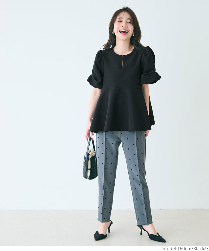 A-line fitted top with petal sleeves