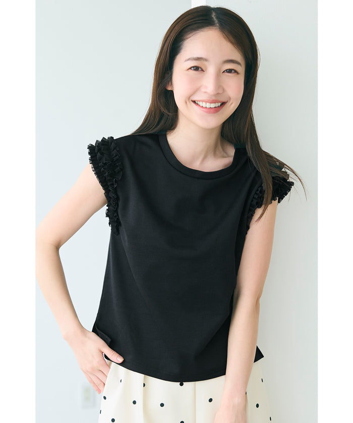 Temperament lace cuffs sleeveless vest