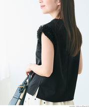 Temperament lace cuffs sleeveless vest