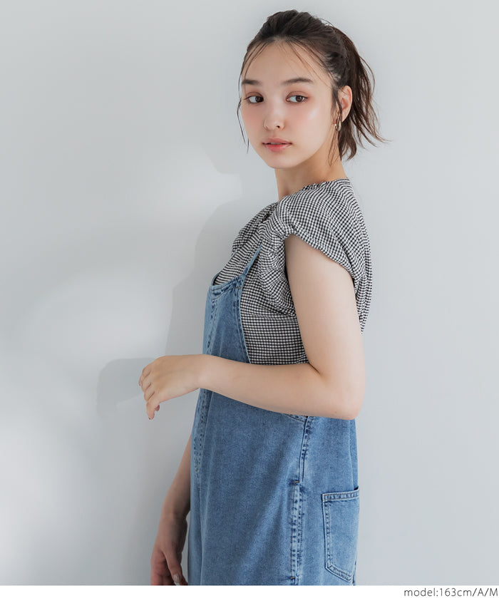 Willow fabric Japanese style puff sleeve vest